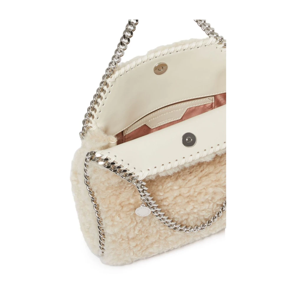 Stella Mccartney Faux-Fur Chain-Link Schoudertas Beige Dames