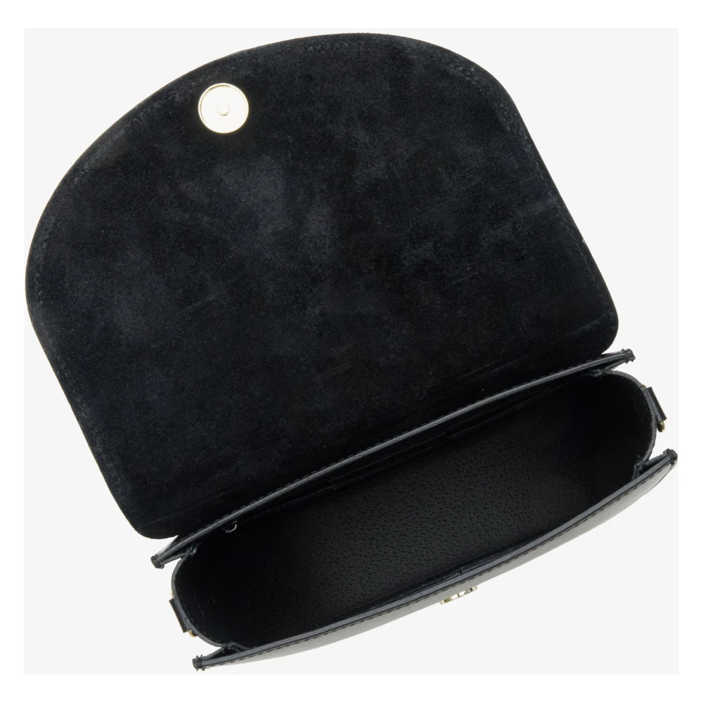 Estro Dames Zwarte Schoudertas gemaakt van Italiaans Echt Leer Er00114788 Black Dames