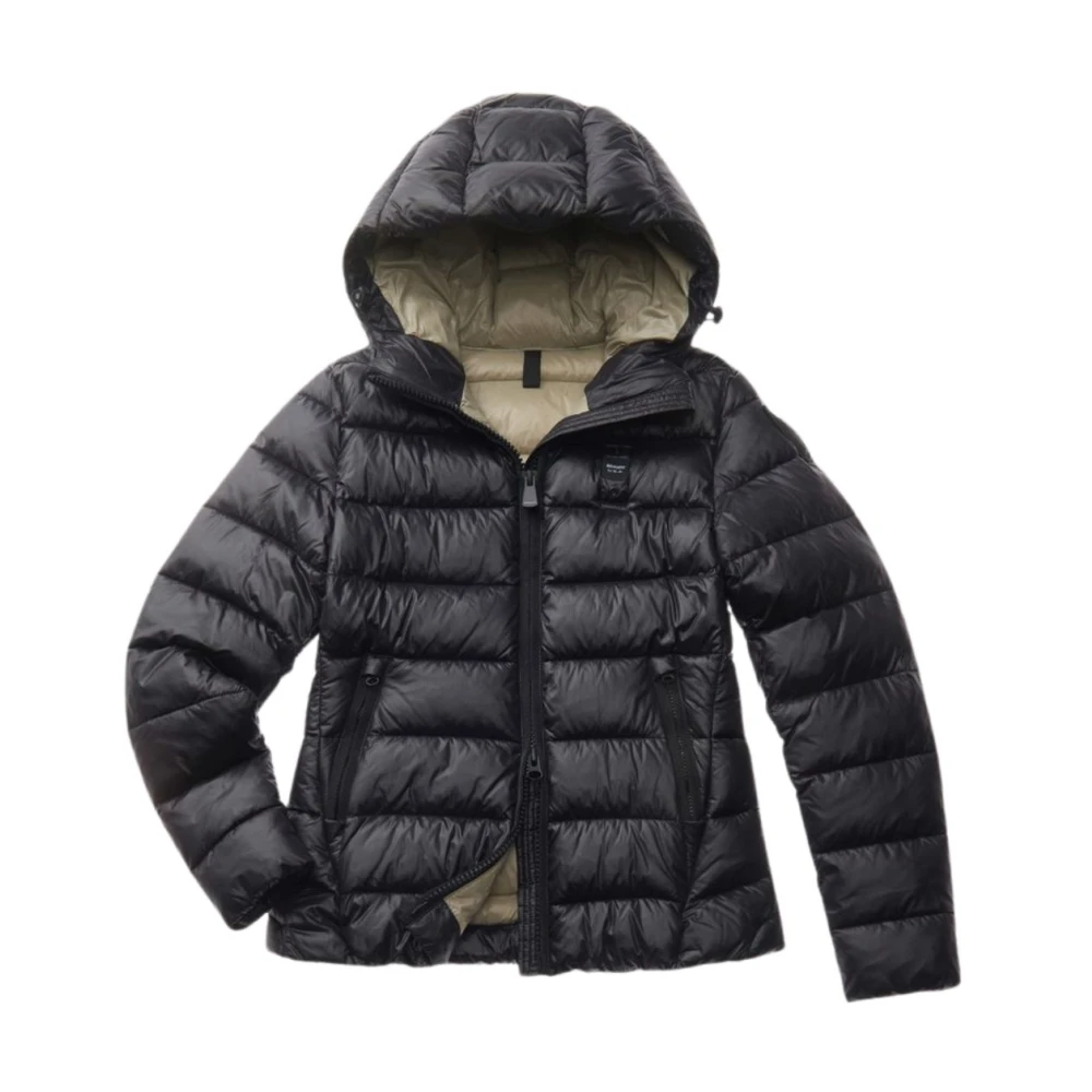 Blauer Women's Black Winter Jackets, L, Puffer Jacket With Striped Seams