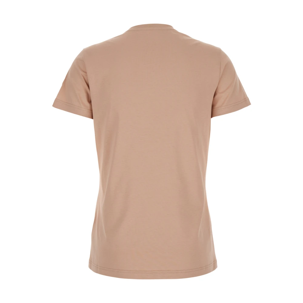 Moncler Roze Logo Patch T-Shirt Katoen Vrouw Pink Dames