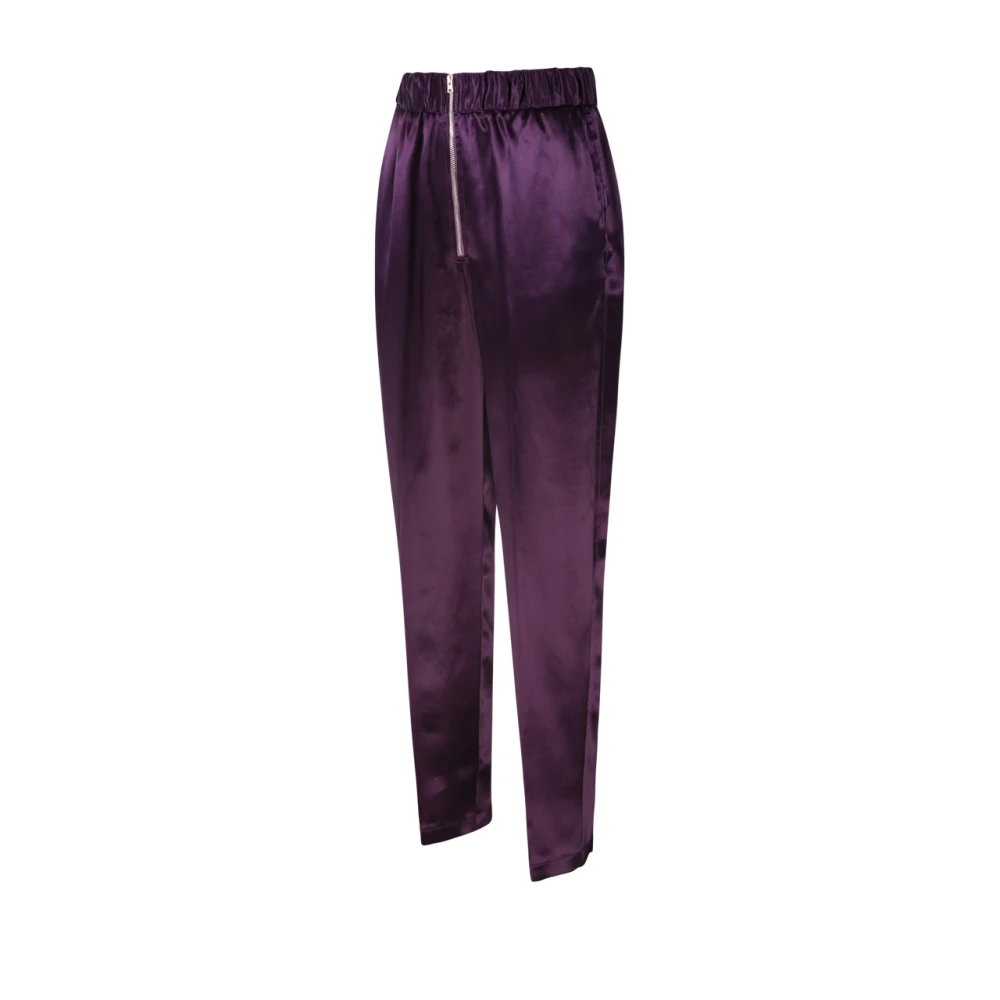Forte Chique Elastische Broek van Viscose Satijn Chique Elastische Broek in Viscose Satijn Purple Black Dames