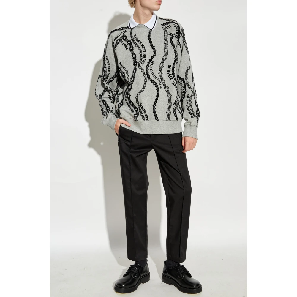 Versace Jeans Couture Sweatshirt met logo Gray Heren