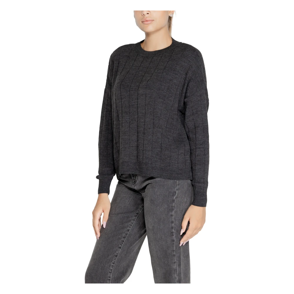 Only Grijze Gebreide Trui Vrouwen Herfst Winter Gray Dames