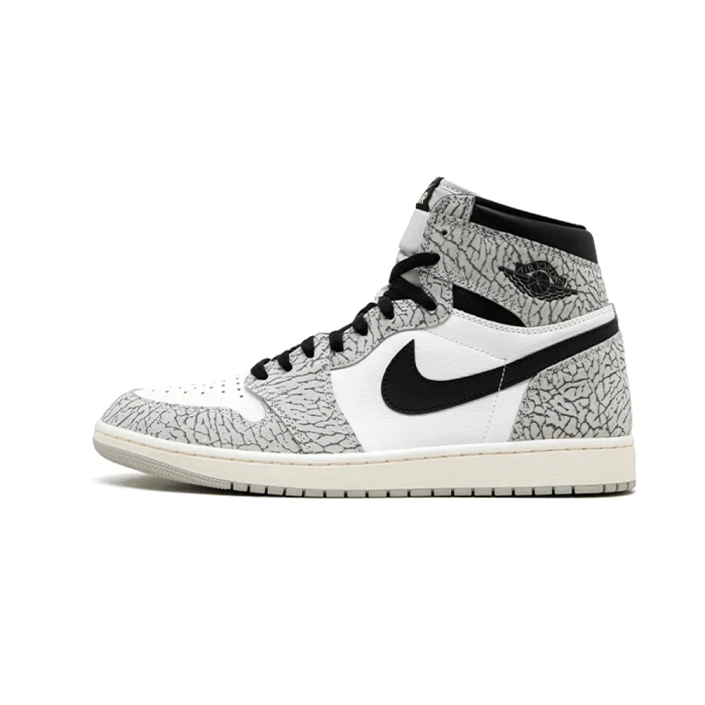 Jordan Trainers, Male, 2 Uk, Classic White Cement High Top Trainers Gray