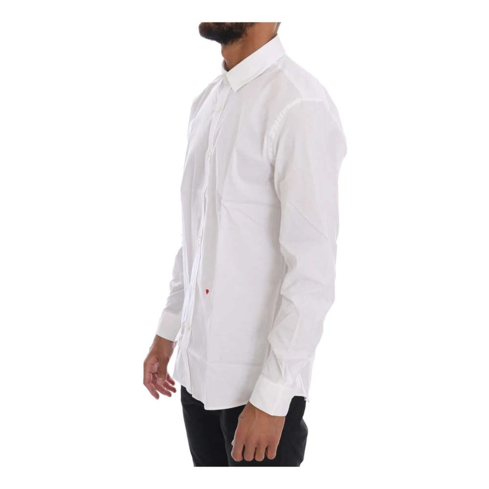 Moschino Slim Fit Overhemd met Geborduurd Hartlogo White Heren