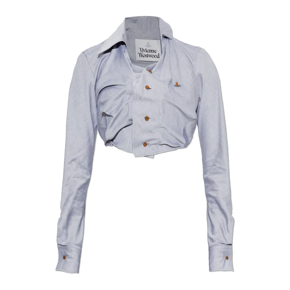 Vivienne Westwood Donna Blu - Cropped Drunken Shirt, E, Size: It - 40 - Immagine 3