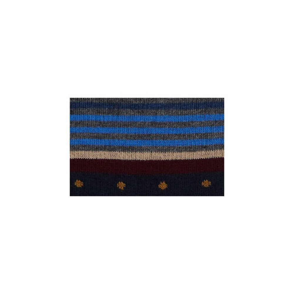 Gallo Korte blauwe katoenen sokken voor heren met strepen en stippen Multicolor Heren