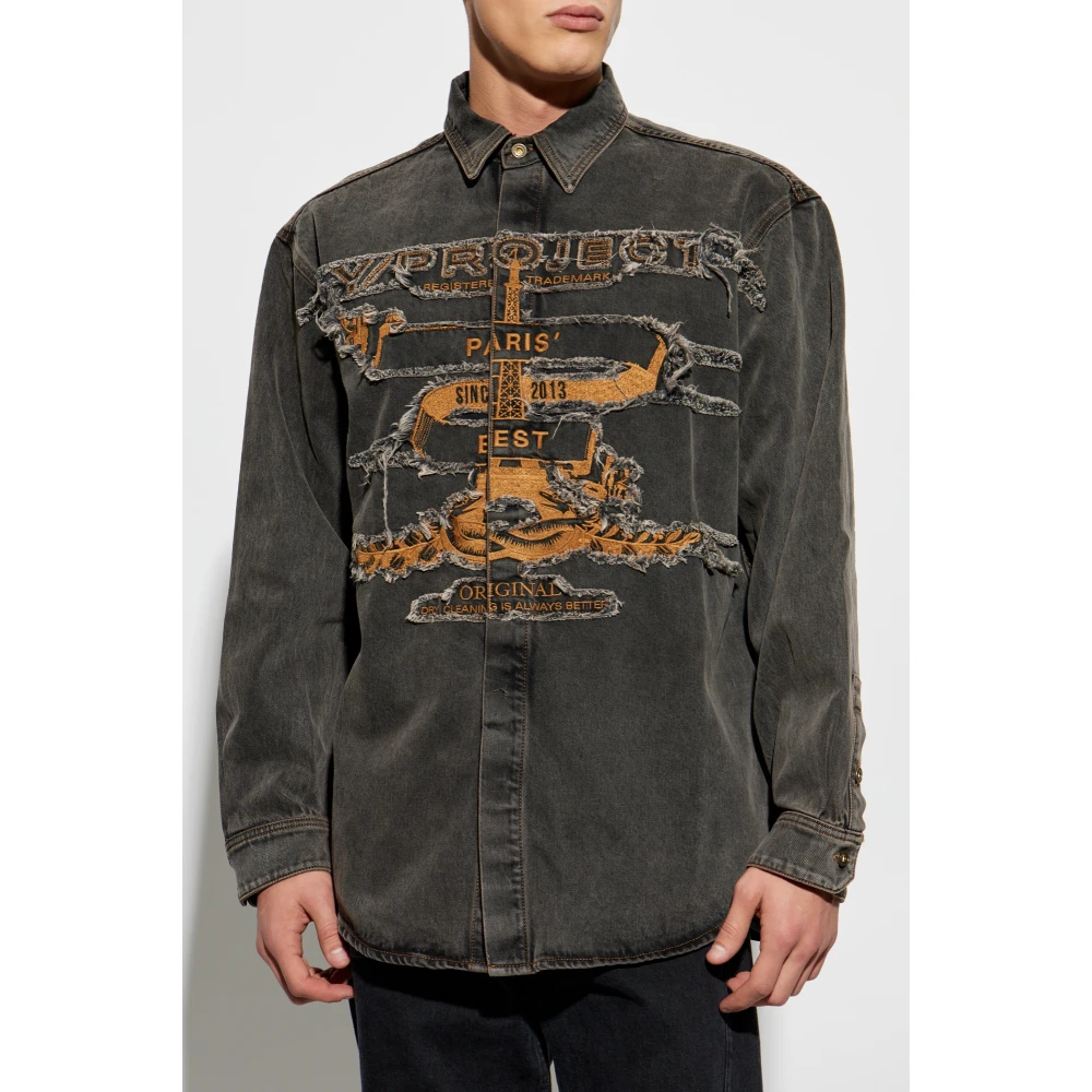 Y Project Denim overhemd Gray Heren
