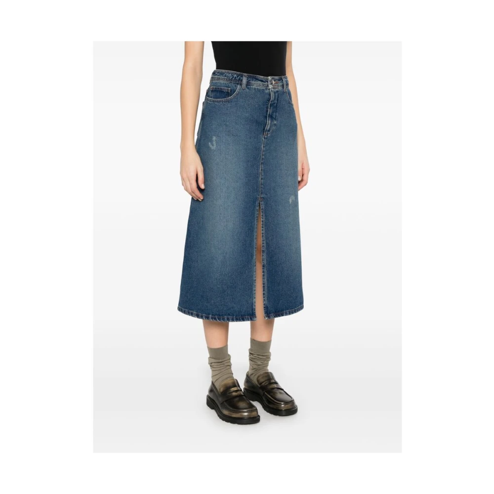 A.p.c. Indigo Blauwe Denim Rok Voor Split Blue Dames