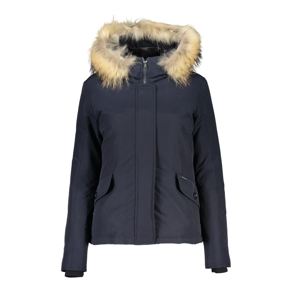 Woolrich Blauwe Hooded Jacket met Afneembare Bont Blue Dames
