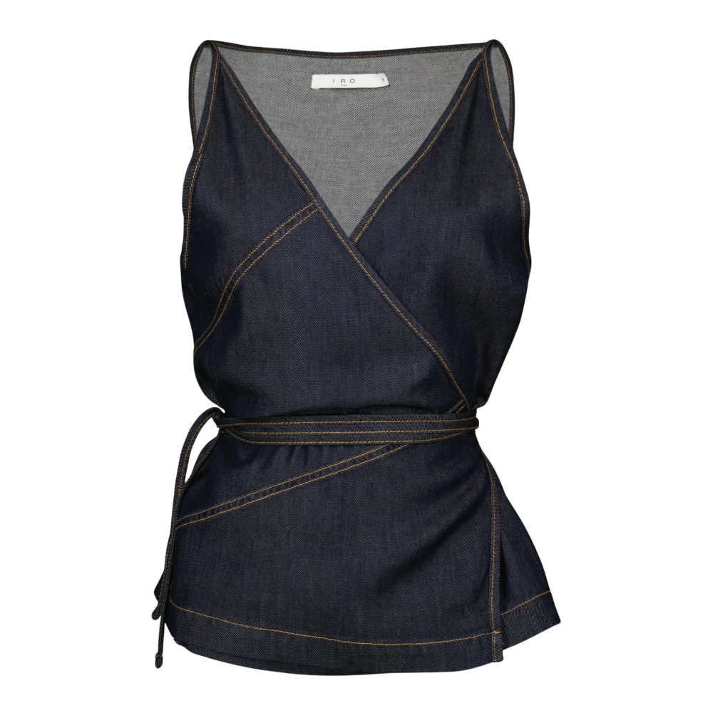 Iro Blue Sleeveless Tops, Female, M, Renata Wrap Top