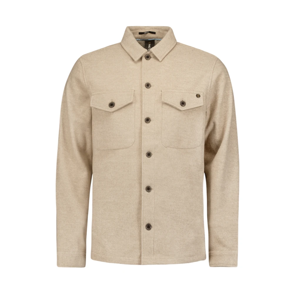 No Excess Melange Button Closure Overshirt Beige Heren