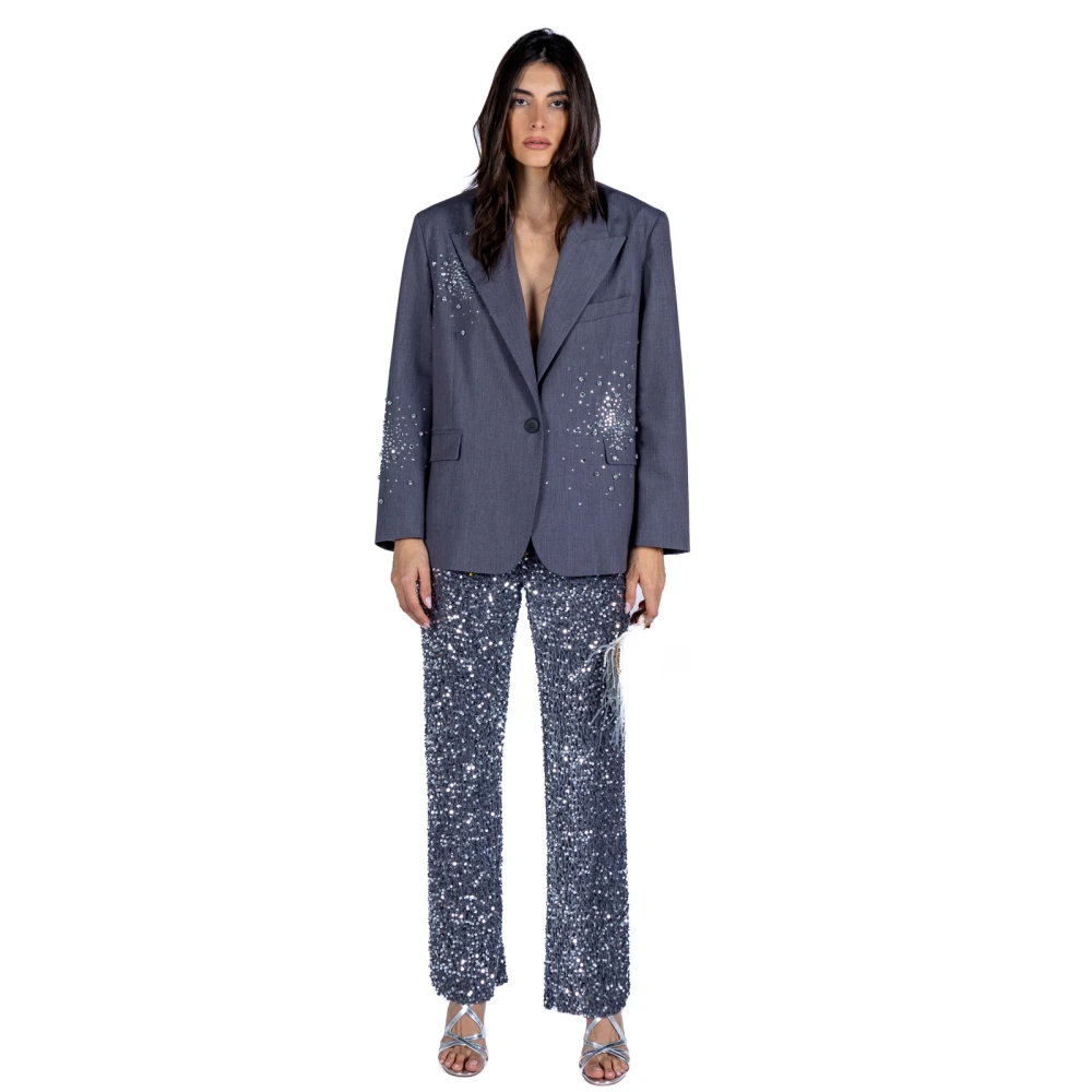 DES Phemmes Rhinestone-versierde grijze blazer Gray Dames