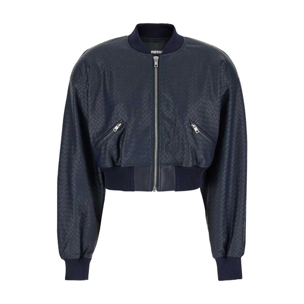 Rotate Birger Christensen Gevlochten Cropped Jas Blue Dames