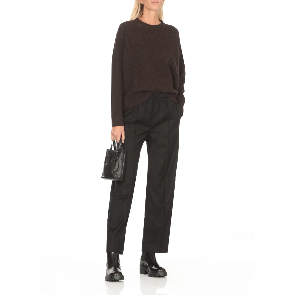 Fabiana Filippi Bruine Wol Zijde Crewneck Sweater Brown Dames