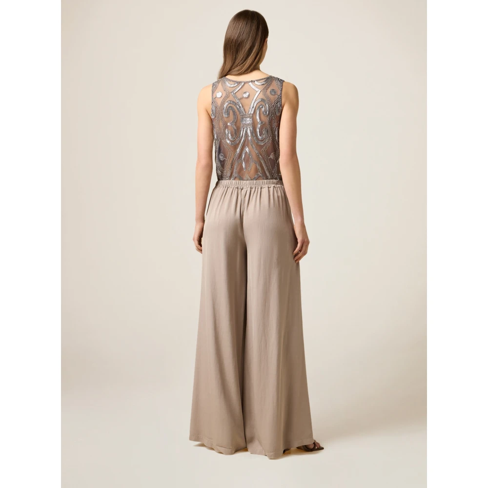 Oltre Wijde Palazzo Broek van Zacht Tencel Stof Gray Dames