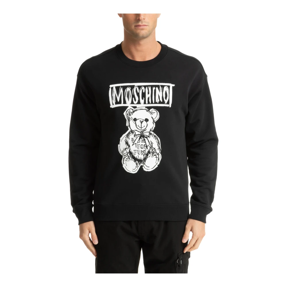 Moschino Gestreepte Teddy Bear Logo Sweatshirt Black Heren