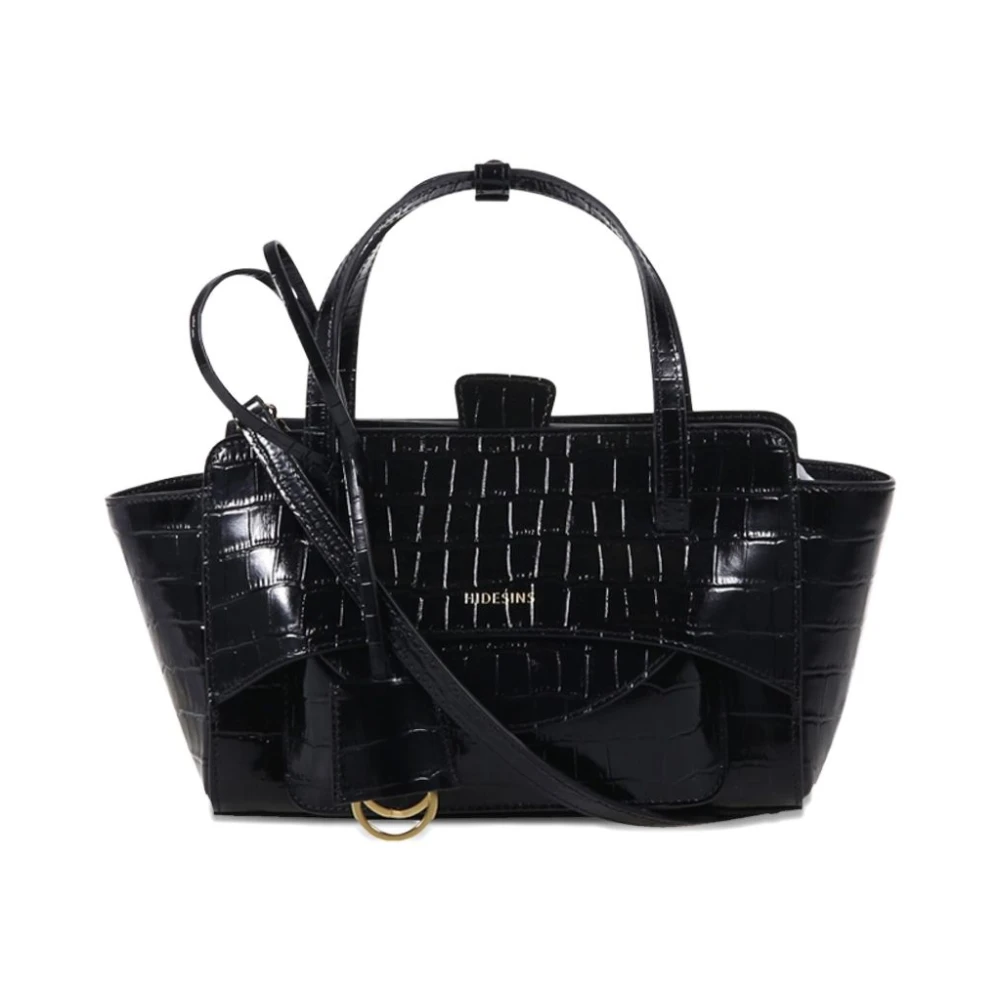 Hidesins Flap Small Leather Tote - Female - Handbags - Black - One Size - Bags