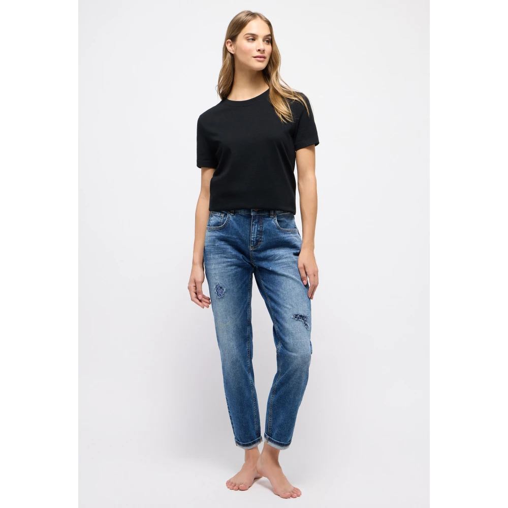 Angels Paillet Vriendje Stijl Top Blue Dames