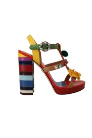 Multicolor Crystals Ankle Strap Heels Sandals Shoes