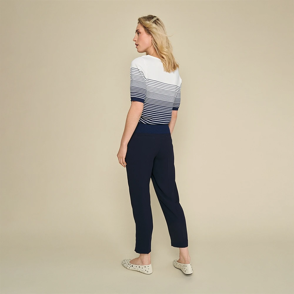 Marie Méro Klassieke Blauwe Broek met Geplooide Tailleband Blue Dames