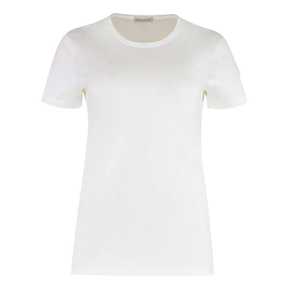 Moncler Women's White Logo Patch Cotton Jersey T-Shirt
