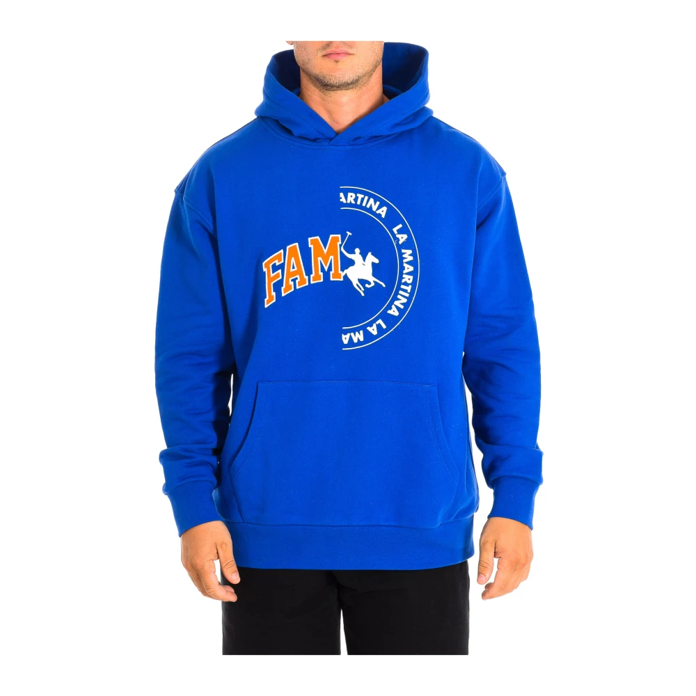 La Martina Men's Blue Hoodies, S, Cloud Dancer Man Oversized Cotton Hoodie