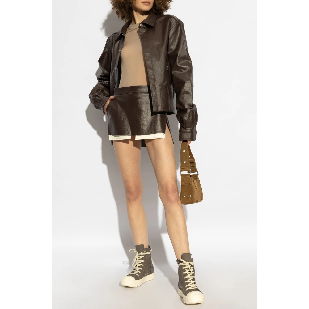 Rick Owens Fog Cutoff Mini Rok Brown Dames