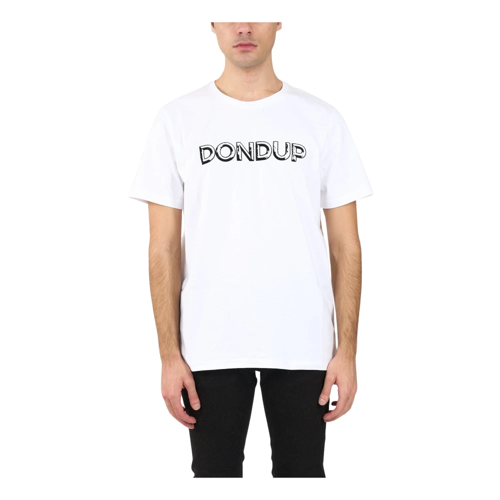 Dondup Jersey T-shirt met voorlogo in flockprint White Heren