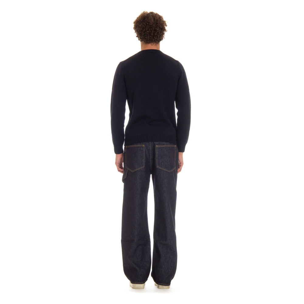 Roberto Collina Blauwe Merino Trui Hoge Kwaliteit Blue Heren