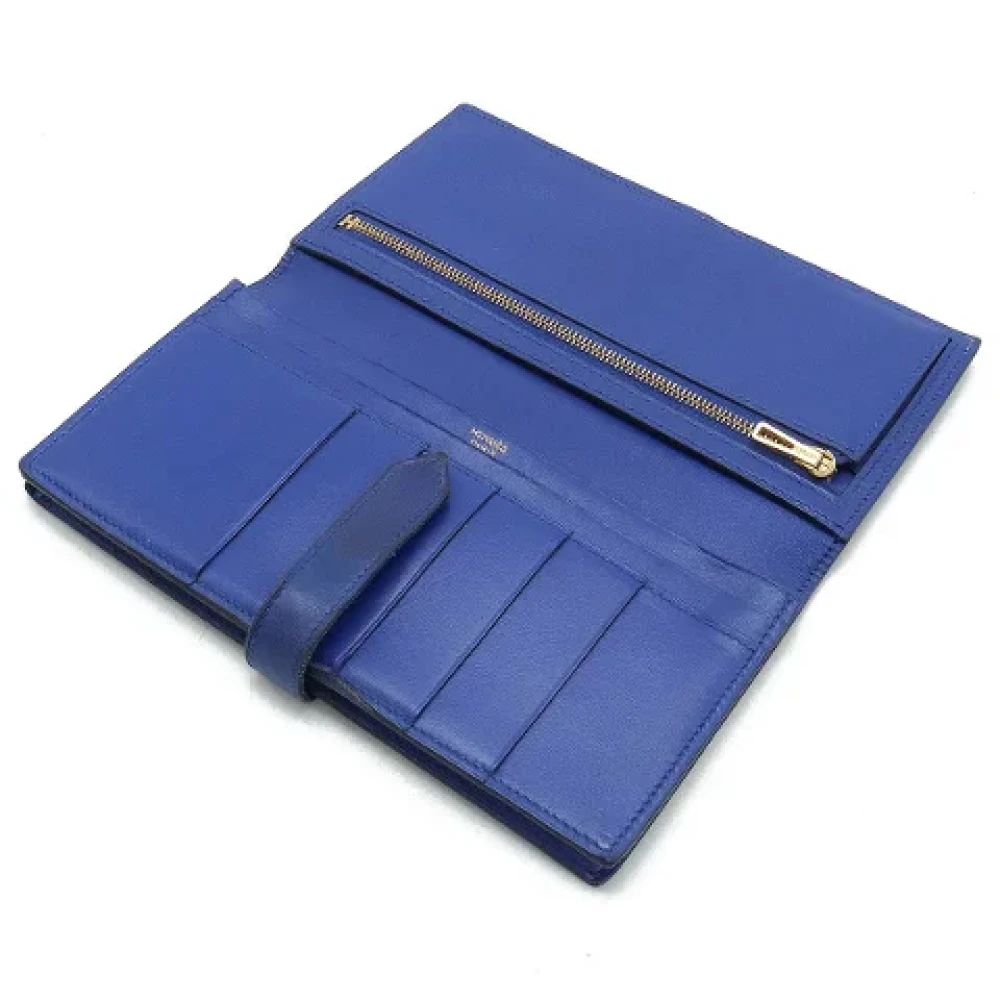 Hermès Vintage Pre-owned Leather wallets Blue Dames