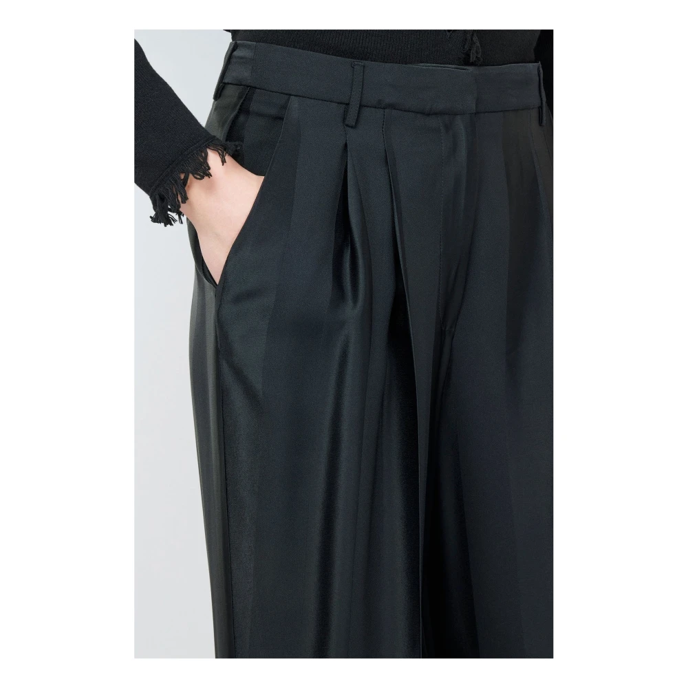 Semicouture Zwarte Palazzo Broek Franse Zakken Black Dames