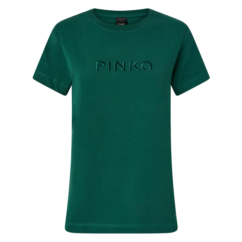Pinko Women's Green Embroidered Logo Cotton T-Shirt - T-Shirts - Xs - Tops