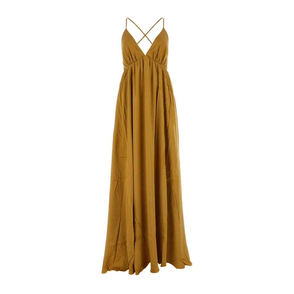 Zimmermann Elegante Oker Zijden Lange Jurk Yellow Dames