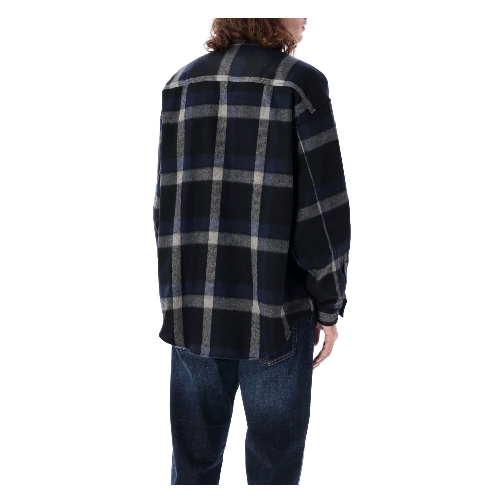 Emporio Armani Geruite wollen overhemd Ruime pasvorm Multicolor Heren