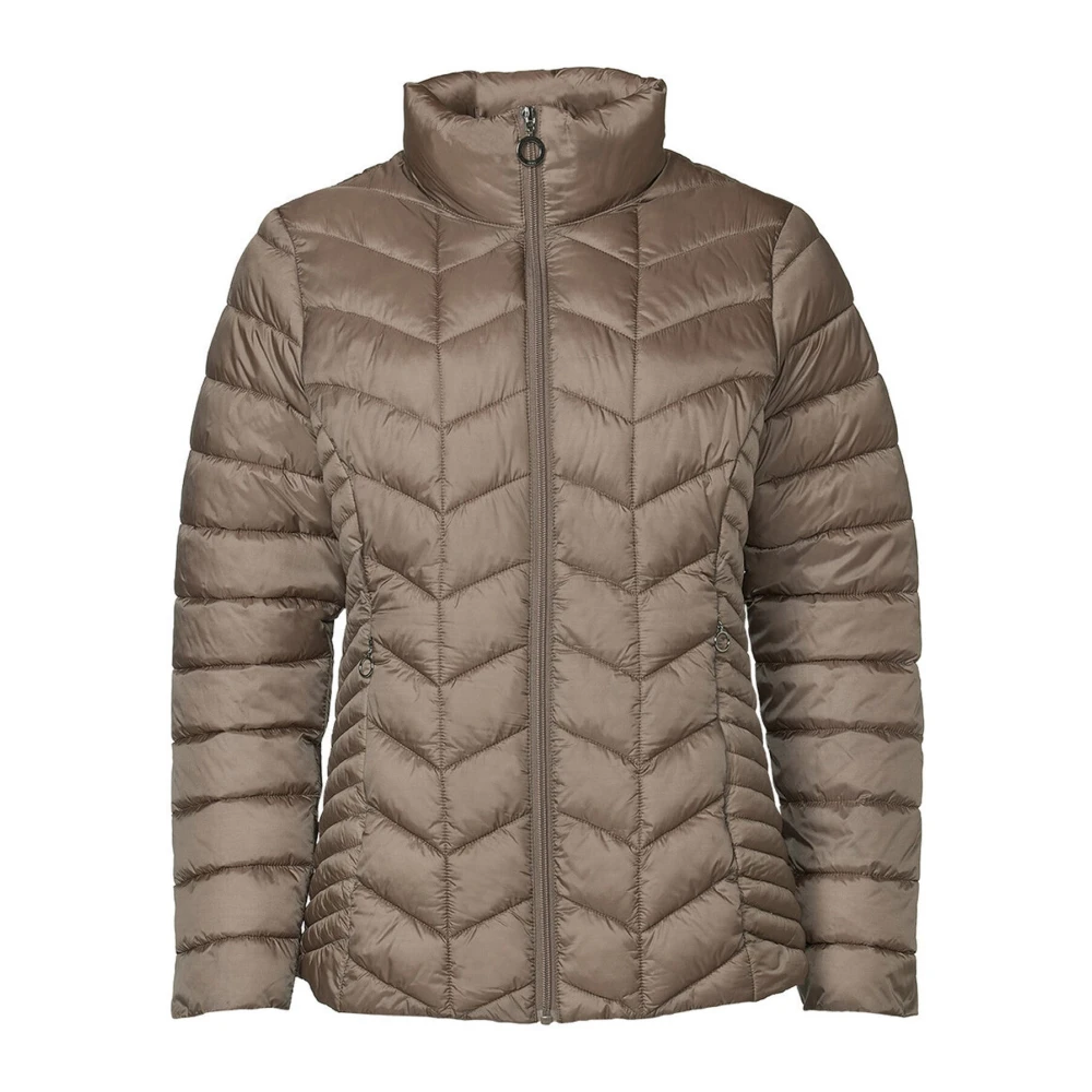 Danwear Women's Brown Down Coats, 4XL, Luxury Taupe Down Jacket Gunda 33