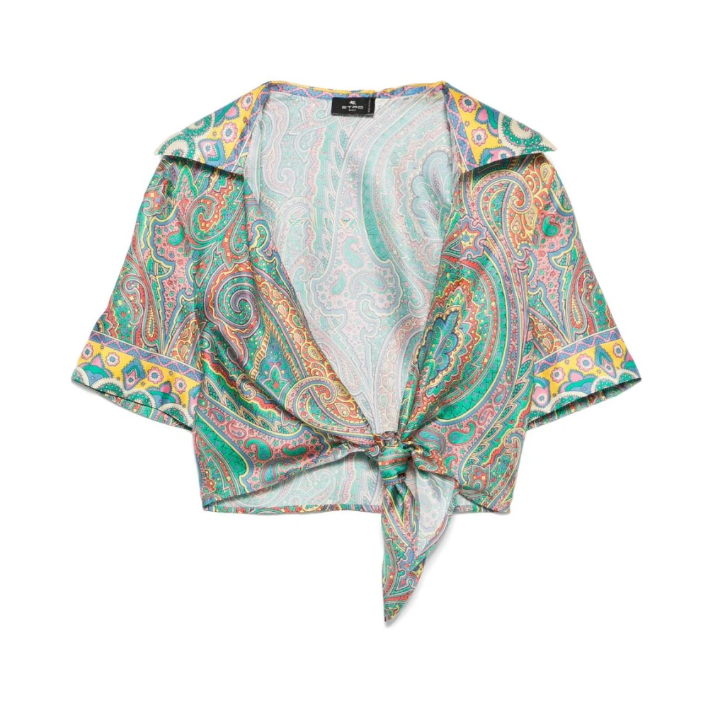 ETRO Groene Strik-Top Korte Mouwen Multicolor Dames