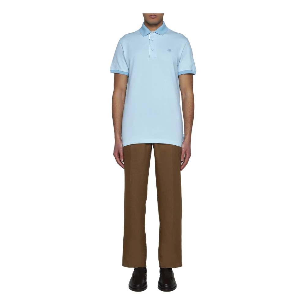 ETRO Blauwe Bedrukte T-shirts en Polos Blue Heren