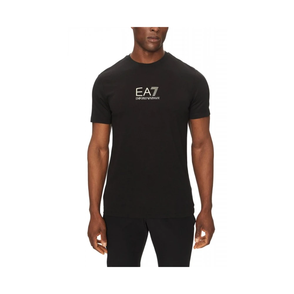 Emporio Armani Ea7 Herren Schwarz Slim Fit T-Shirt Mit Rundhalsausschnitt