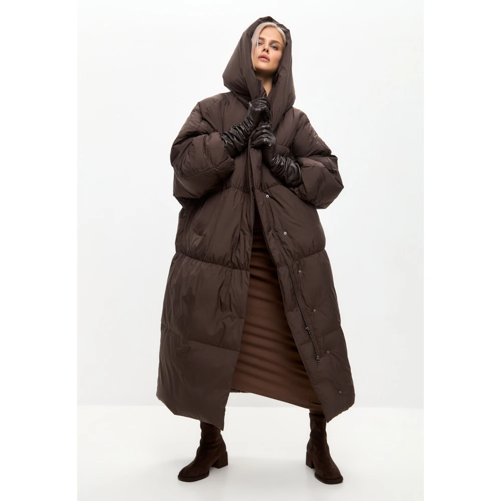 Cesare Gaspari Oversized Puffer Coat Chocolate Brown Dames