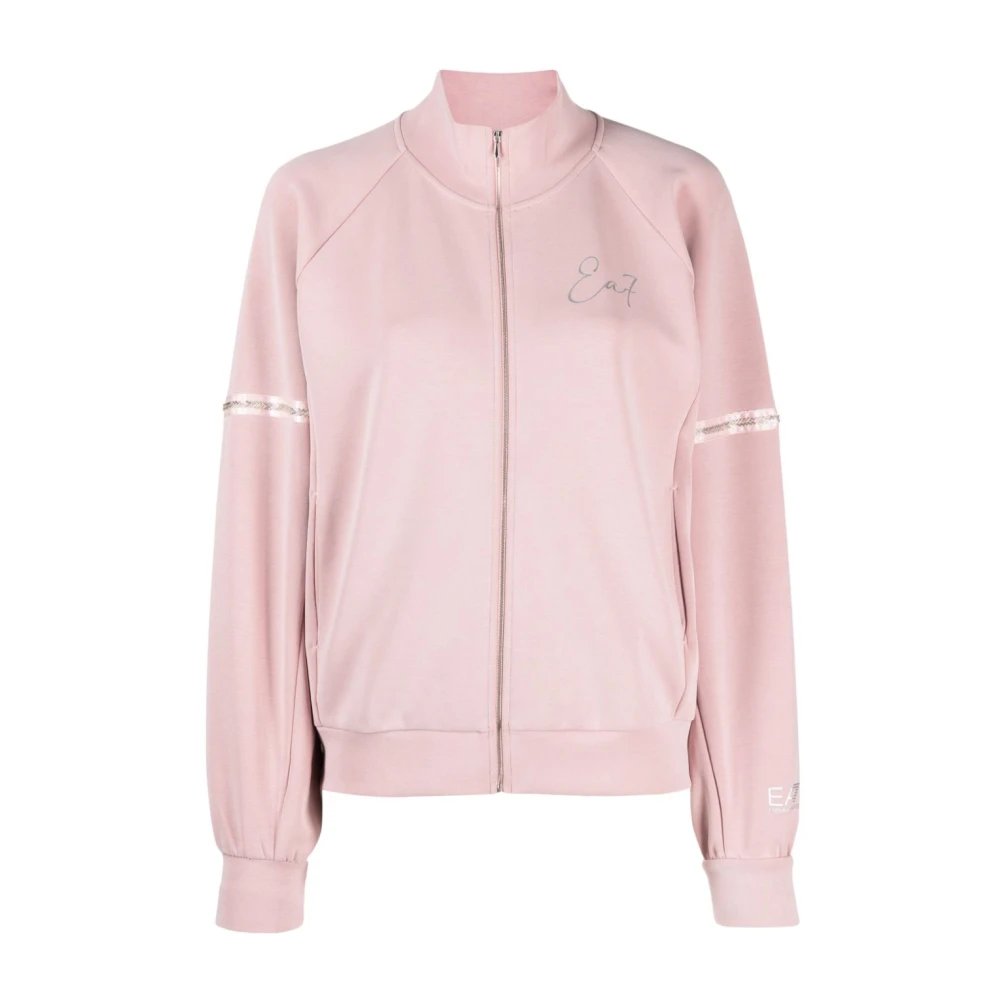Emporio Armani EA7 Stijlvolle Roze Zip-through Sweatshirt voor Dames Pink Dames