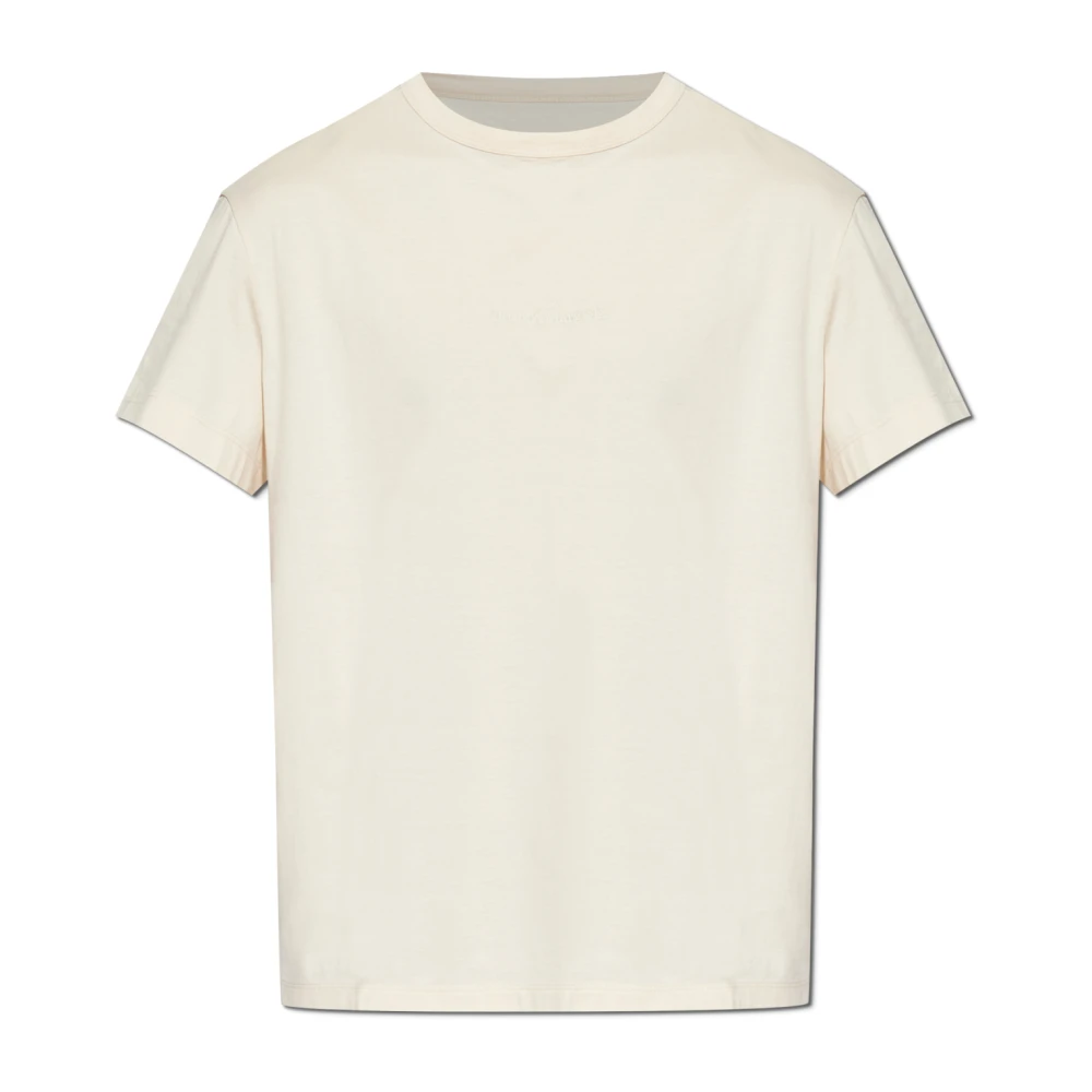 Maison Margiela Men's Beige T-Shirt With Logo