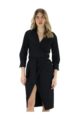 Stretch Cotton Wrap Dress