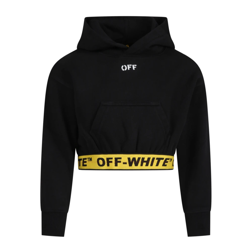 Off White Barn Cropped Hoodie Sweatshirt Black, Flicka