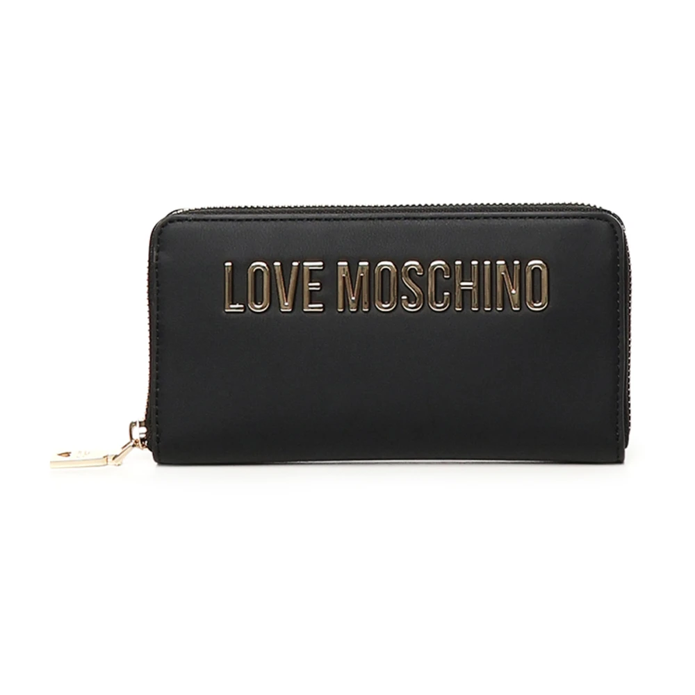 Love Moschino Zwarte Portemonnee met Gouden Logo Black Dames