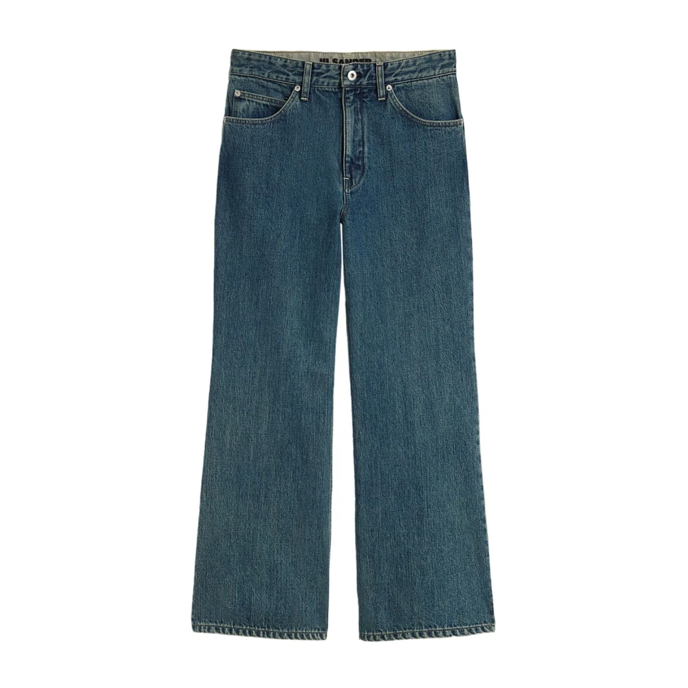Jil Sander Women's Blue Wide Jeans, W28, Flared Denim Jeans
