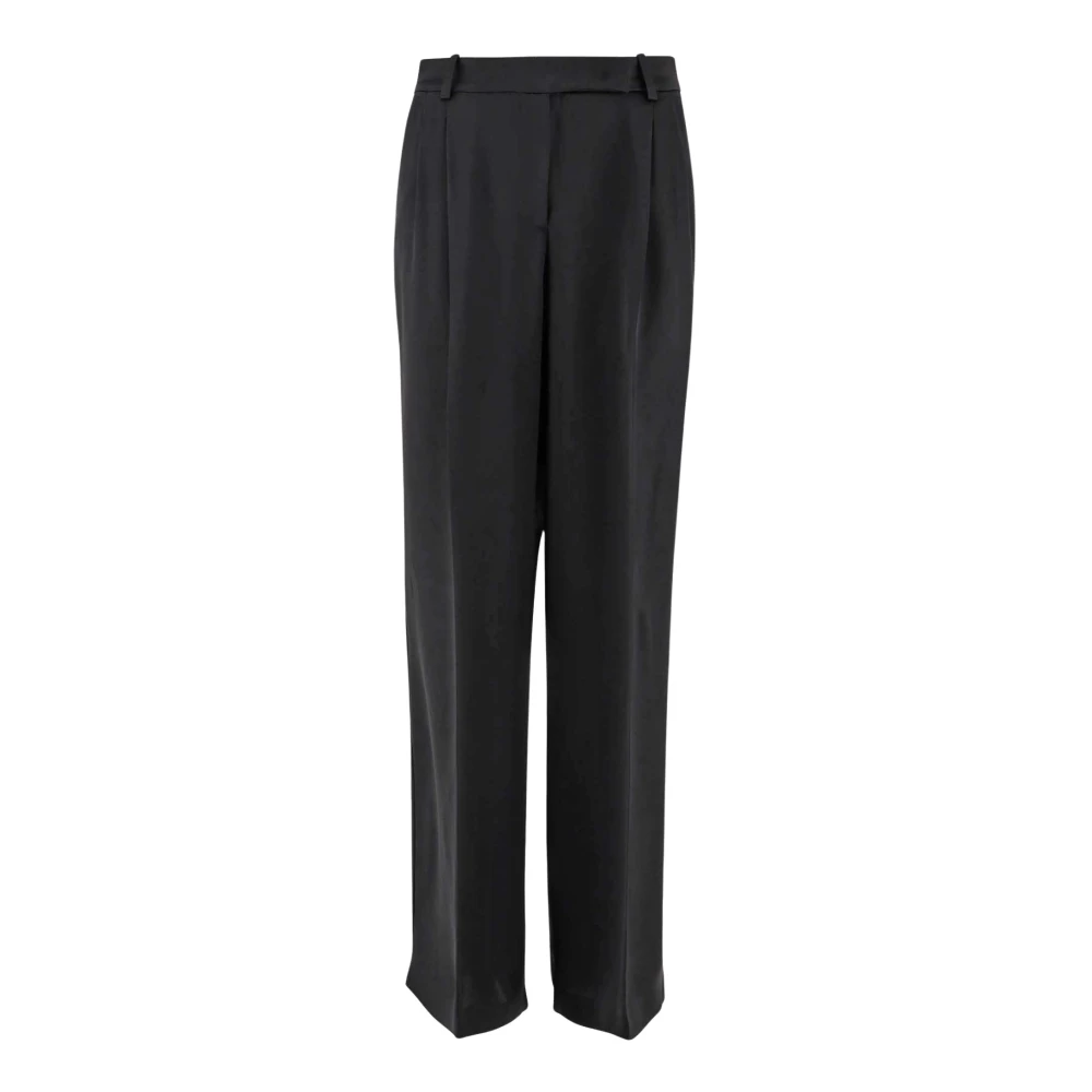 pinko Satin Wide Leg Zwarte Broek Black Dames