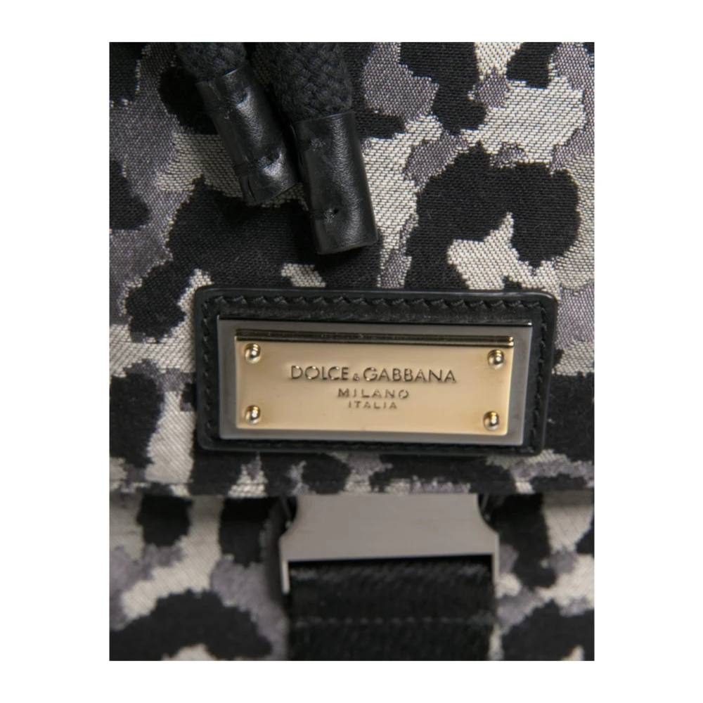 Dolce & Gabbana Leopard Jacquard Crossbody Tas Black Heren