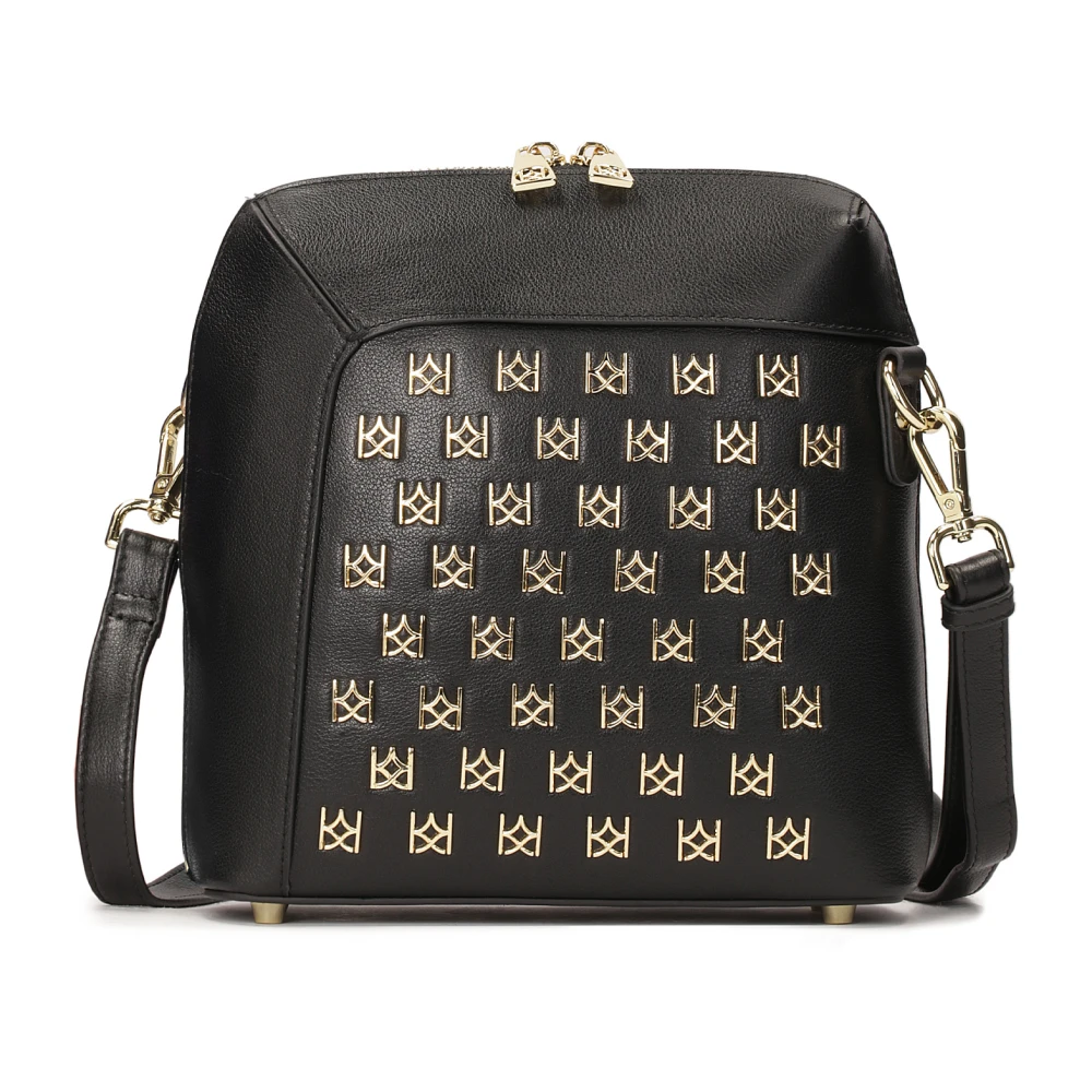Kazar Zwarte handtas met metalen monogrammen Black Dames