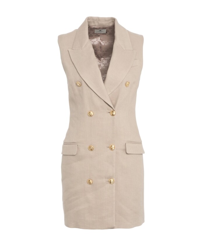 robe-mini-en-melange-de-lin-beige